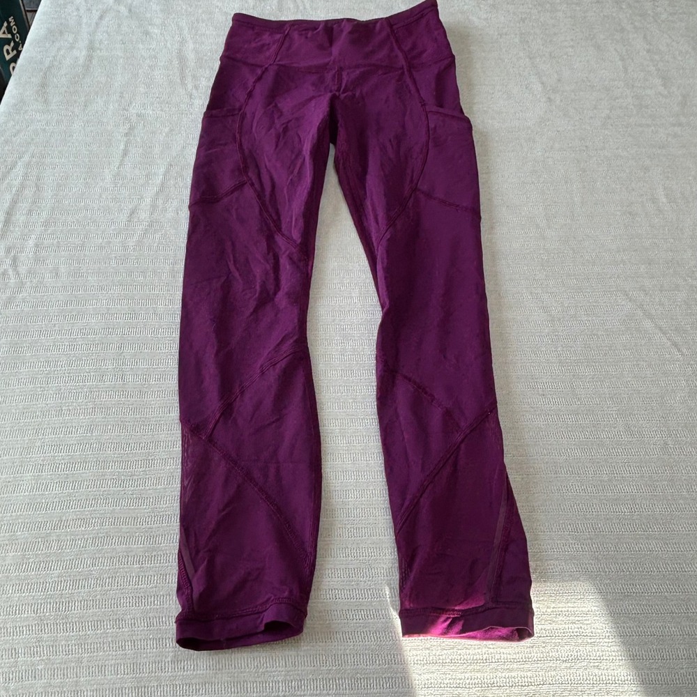 Lululemon All the Right Places Crop II Purple Leggings Mesh Pockets Size 4